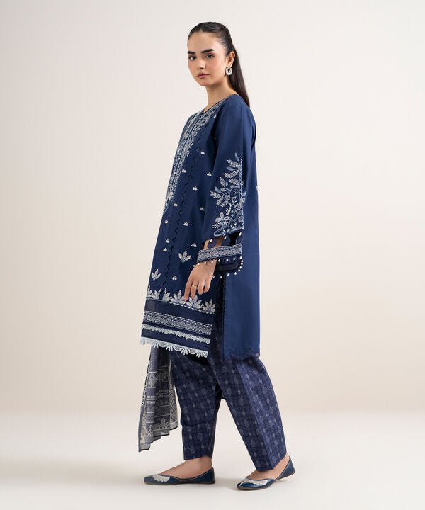 3 Piece - Embroidered Cotton Suit