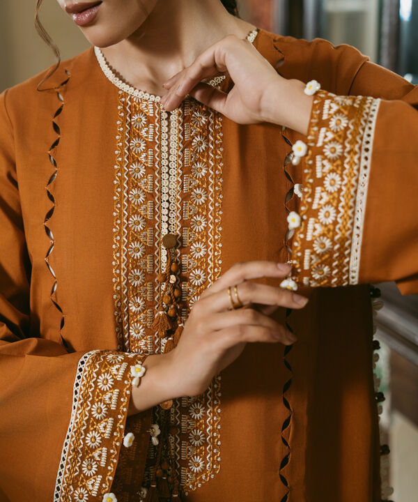 3 Piece - Embroidered Cotton Suit