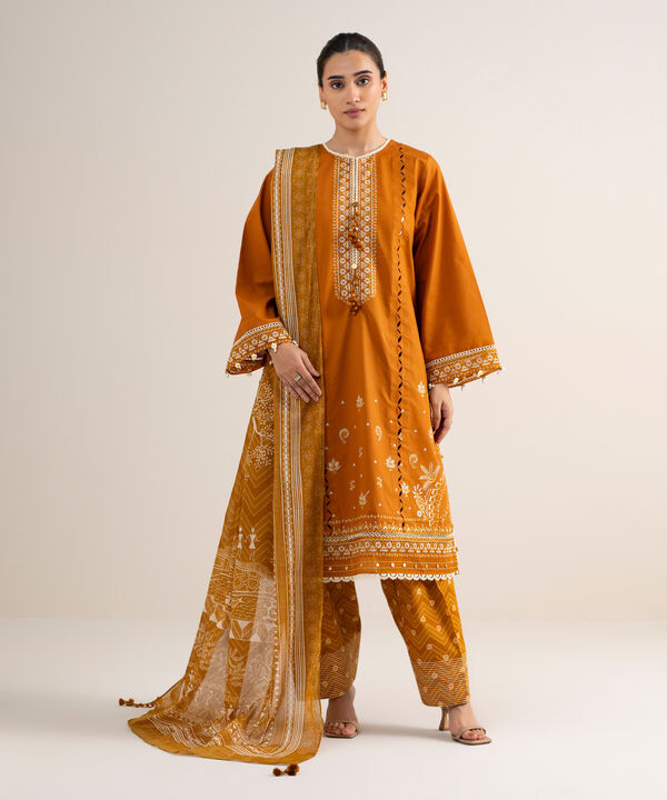 3 Piece - Embroidered Cotton Suit