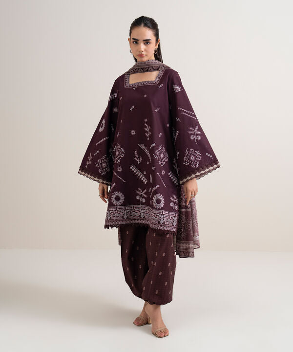 3 Piece - Embroidered Cotton Suit