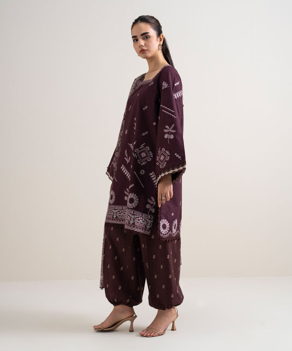 3 Piece - Embroidered Cotton Suit