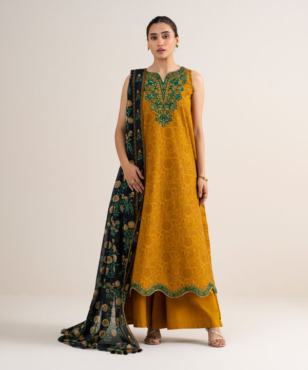 3 Piece - Embroidered Cotton Suit