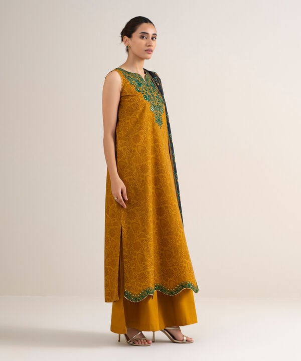 3 Piece - Embroidered Cotton Suit