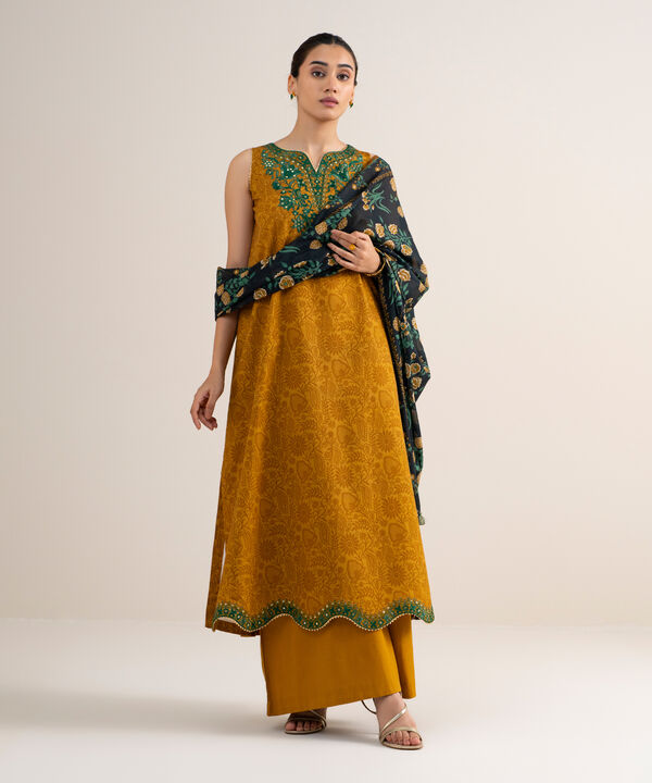 3 Piece - Embroidered Cotton Suit
