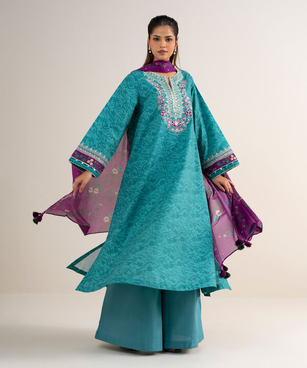 3 Piece - Embroidered Cotton Suit