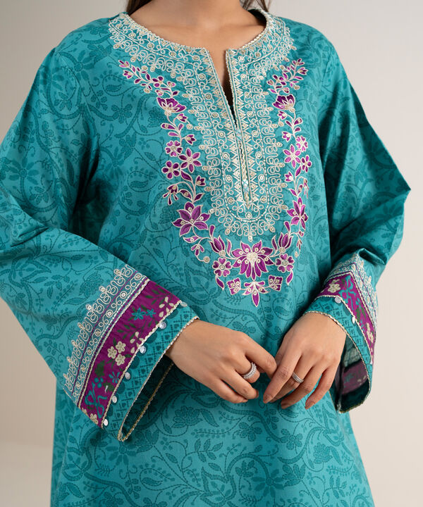 3 Piece - Embroidered Cotton Suit