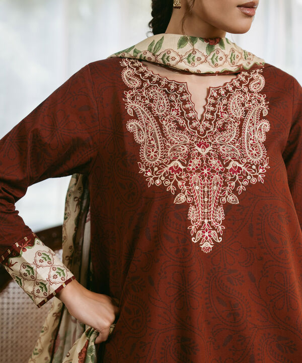 3 Piece - Embroidered Cotton Suit