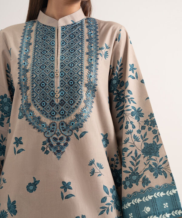 3 Piece - Embroidered Cotton Suit