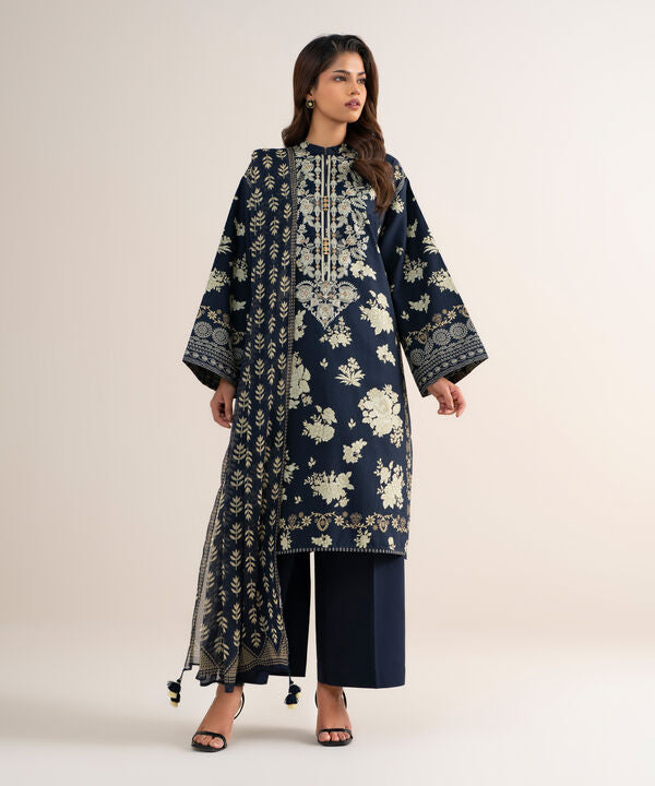 3 Piece - Embroidered Cotton Suit