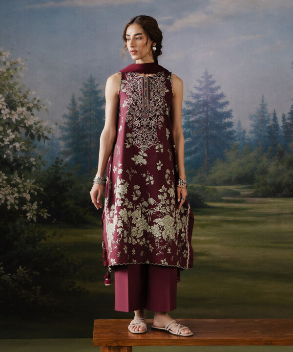 3 Piece - Embroidered Cotton Suit