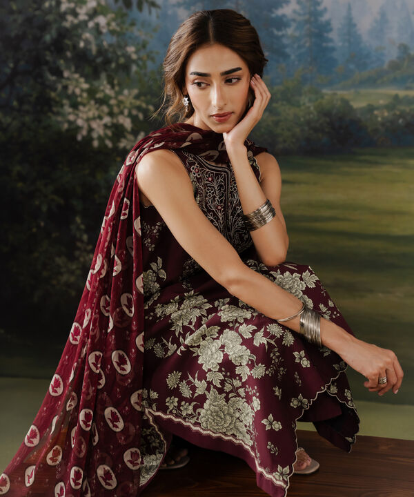 3 Piece - Embroidered Cotton Suit
