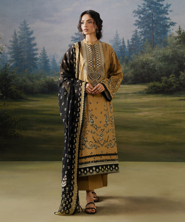 3 Piece - Embroidered Cotton Suit