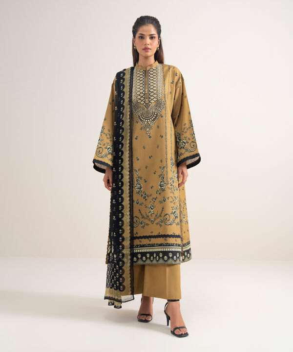 3 Piece - Embroidered Cotton Suit