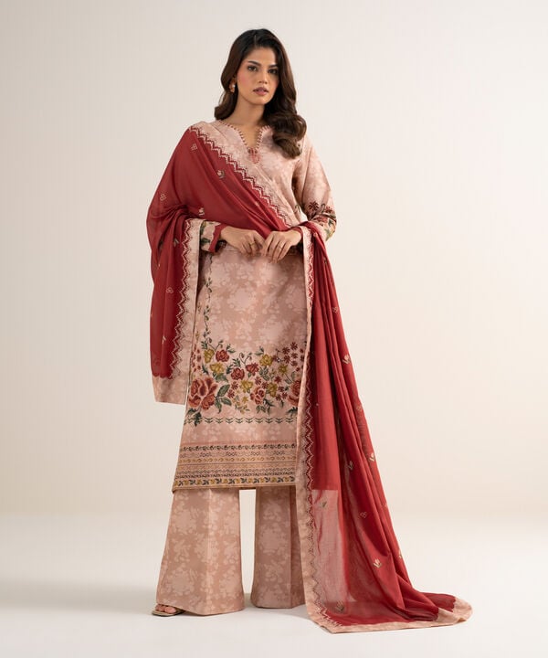 3 Piece - Embroidered Cotton Suit