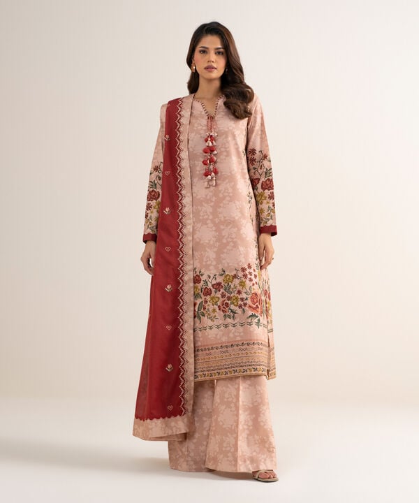 3 Piece - Embroidered Cotton Suit
