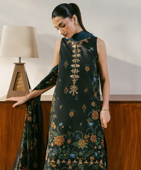 3 Piece - Embroidered Cotton Suit