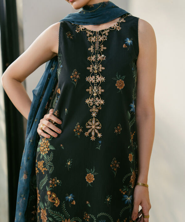 3 Piece - Embroidered Cotton Suit