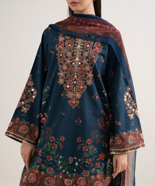 3 Piece - Embroidered Cotton Suit
