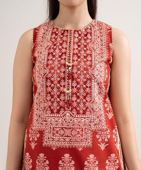 3 Piece - Embroidered Cotton Suit