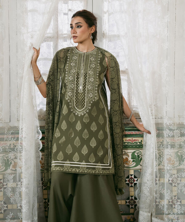 3 Piece - Embroidered Cotton Suit