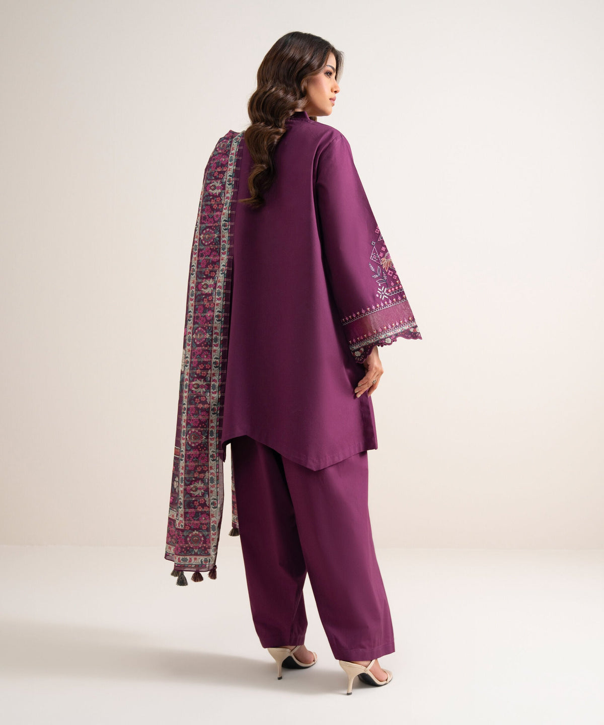 3 Piece - Embroidered Cotton Suit 3PEDYS26V830