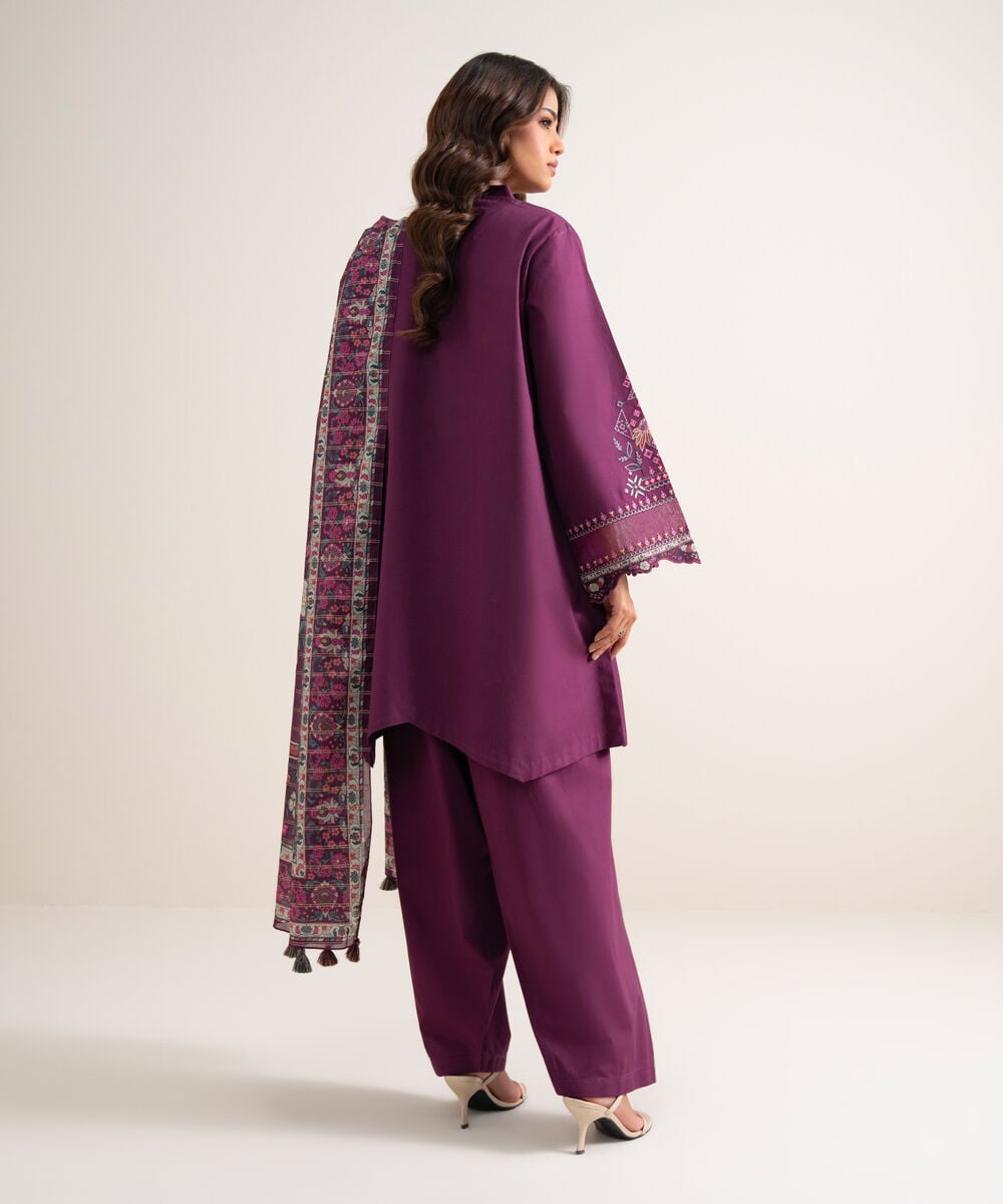 3 Piece - Embroidered Cotton Suit 3PEDYS26V830