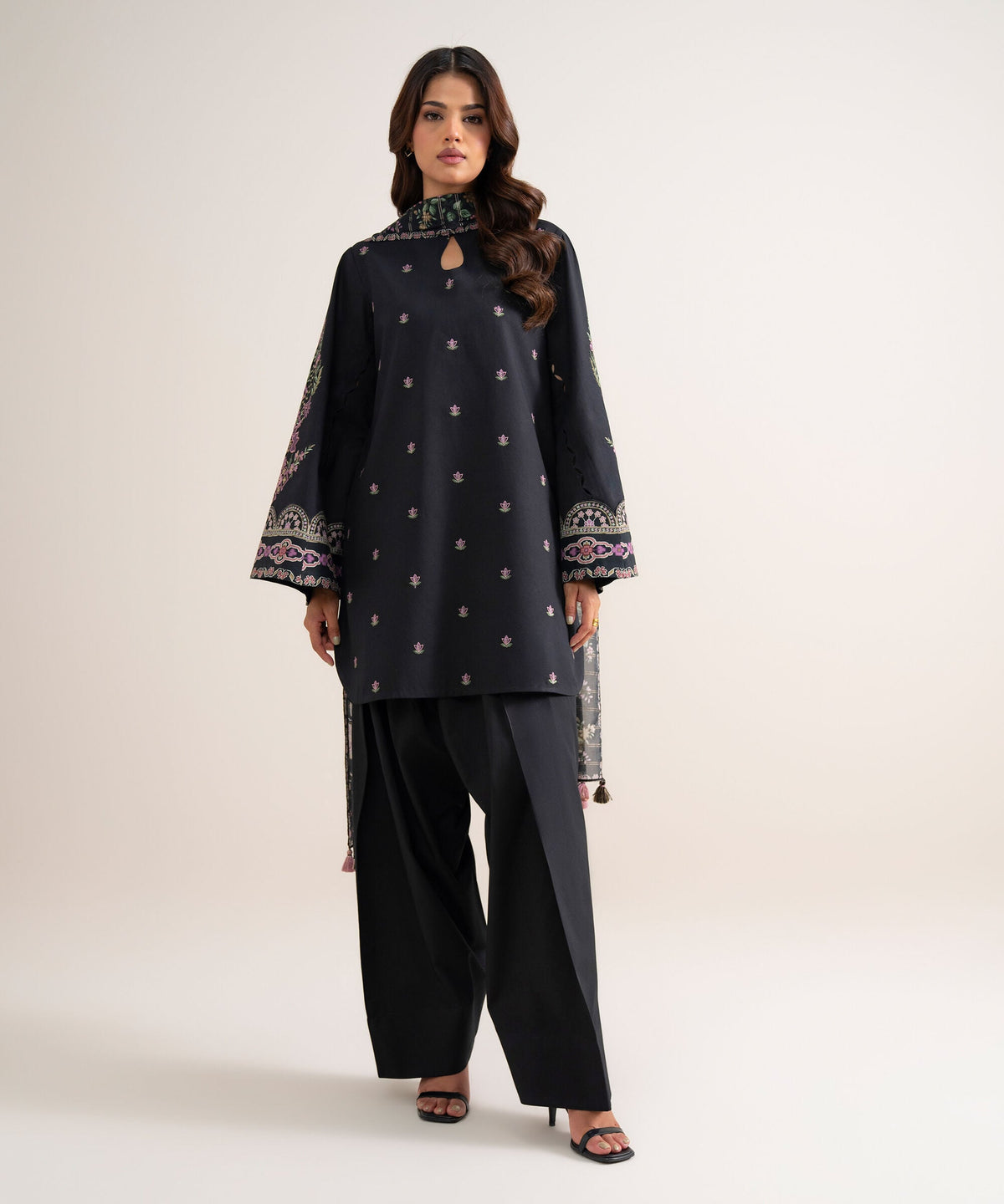 3 Piece - Embroidered Cotton Suit 3PEDYS26V831