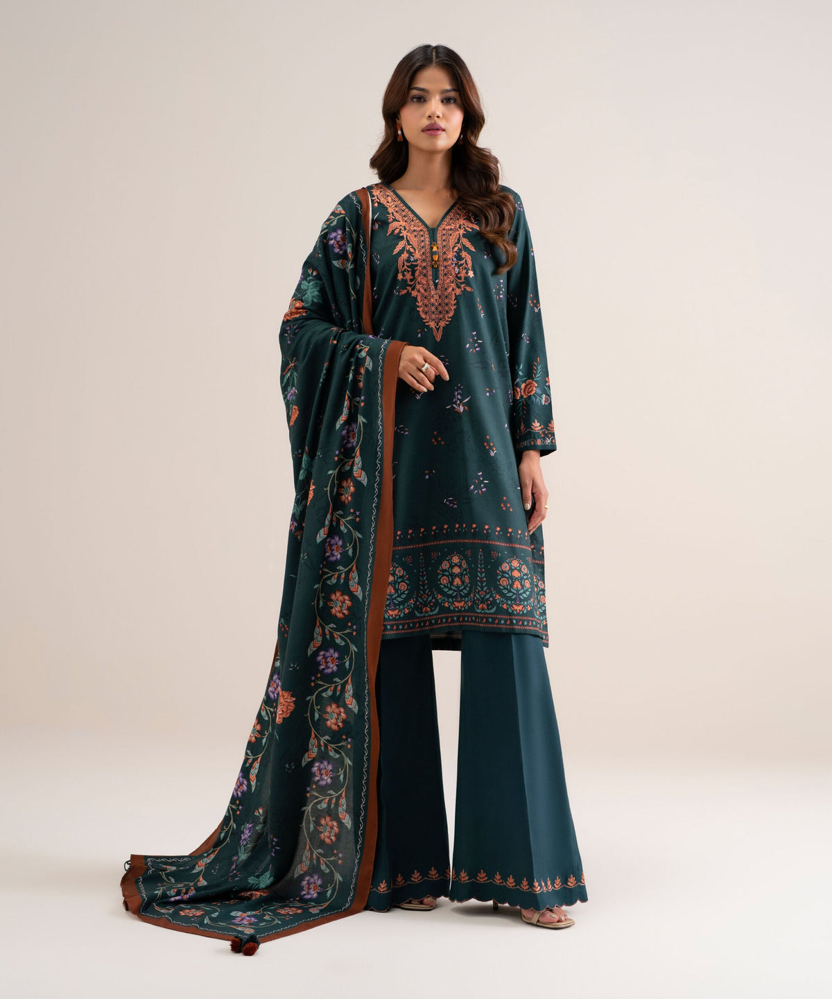 3 Piece - Embroidered Cotton Viscose Suit 3PEDYS26V845