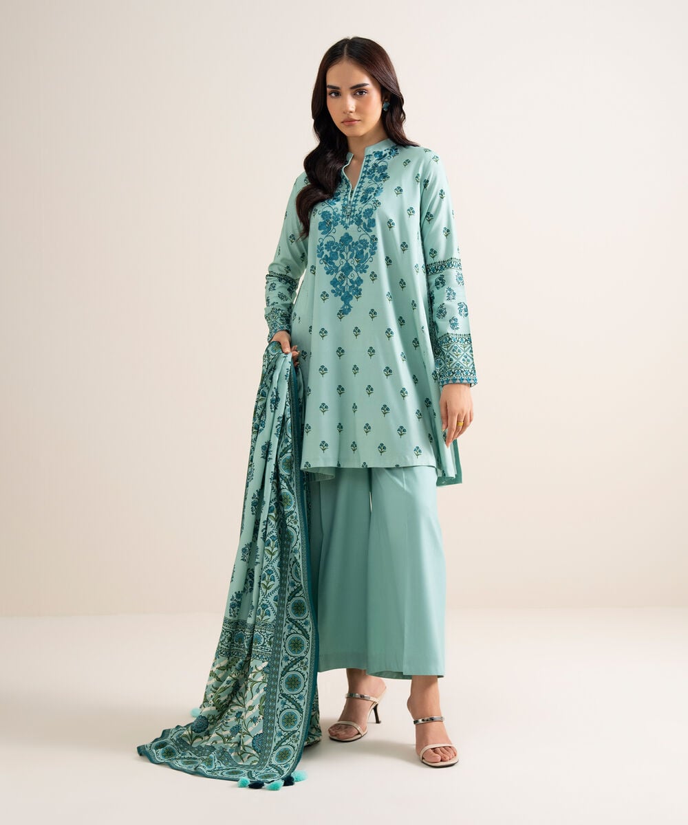 3 Piece - Embroidered Linen Suit 3PEDYS26V854