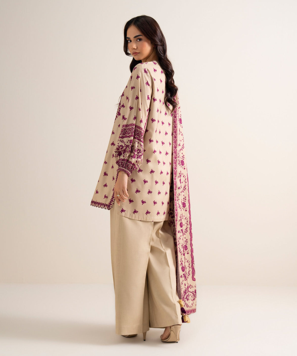 3 Piece - Embroidered Linen Suit 3PEDYS26V855