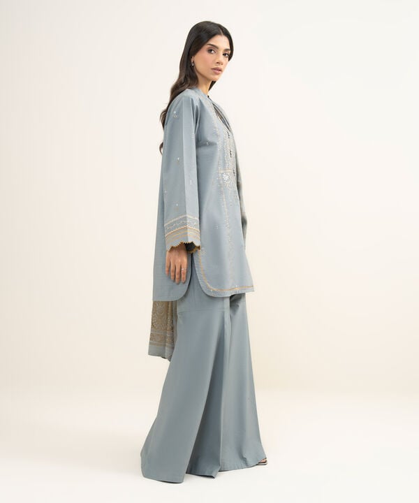3 Piece - Embroidered Dobby Suit