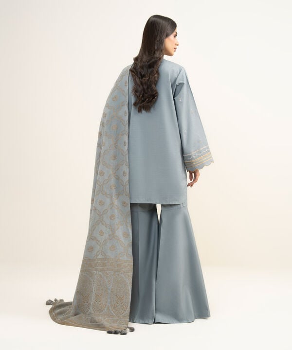 3 Piece - Embroidered Dobby Suit