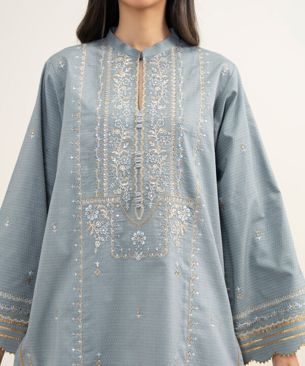 3 Piece - Embroidered Dobby Suit