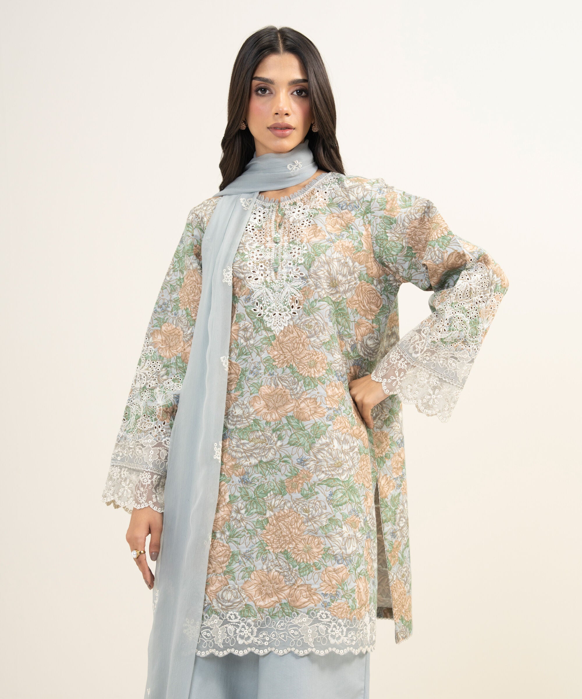 3 Piece - Embroidered Jacquard Suit