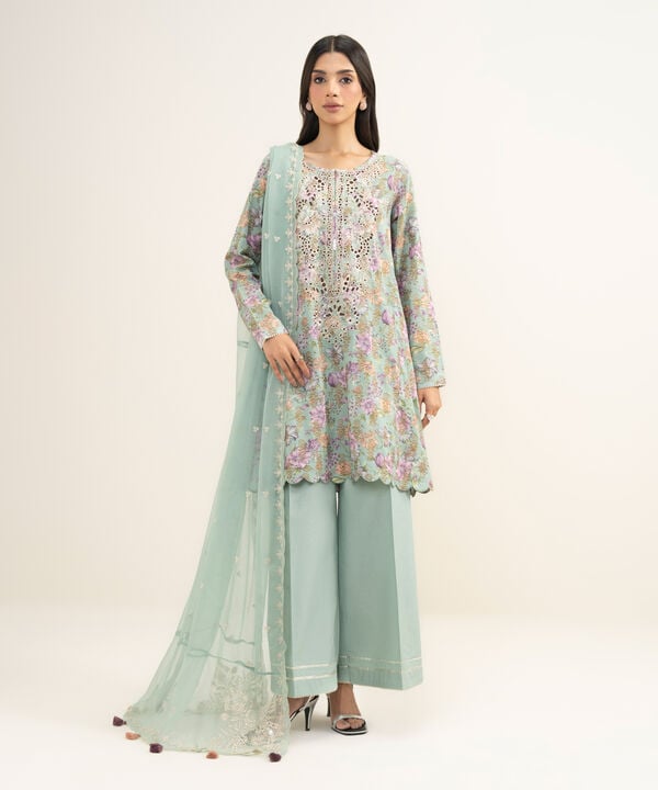 3 Piece - Embroidered Jacquard Suit