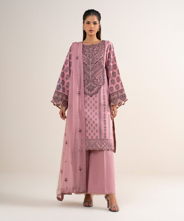 3 Piece - Embroidered Jacquard Suit