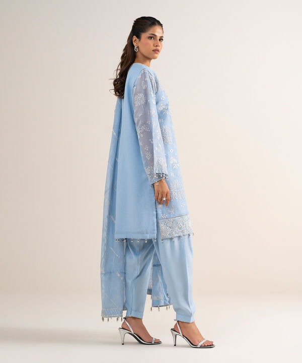 3 Piece - Embroidered Khaddi Net Suit