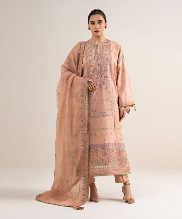 3 Piece - Embroidered Jacquard Suit