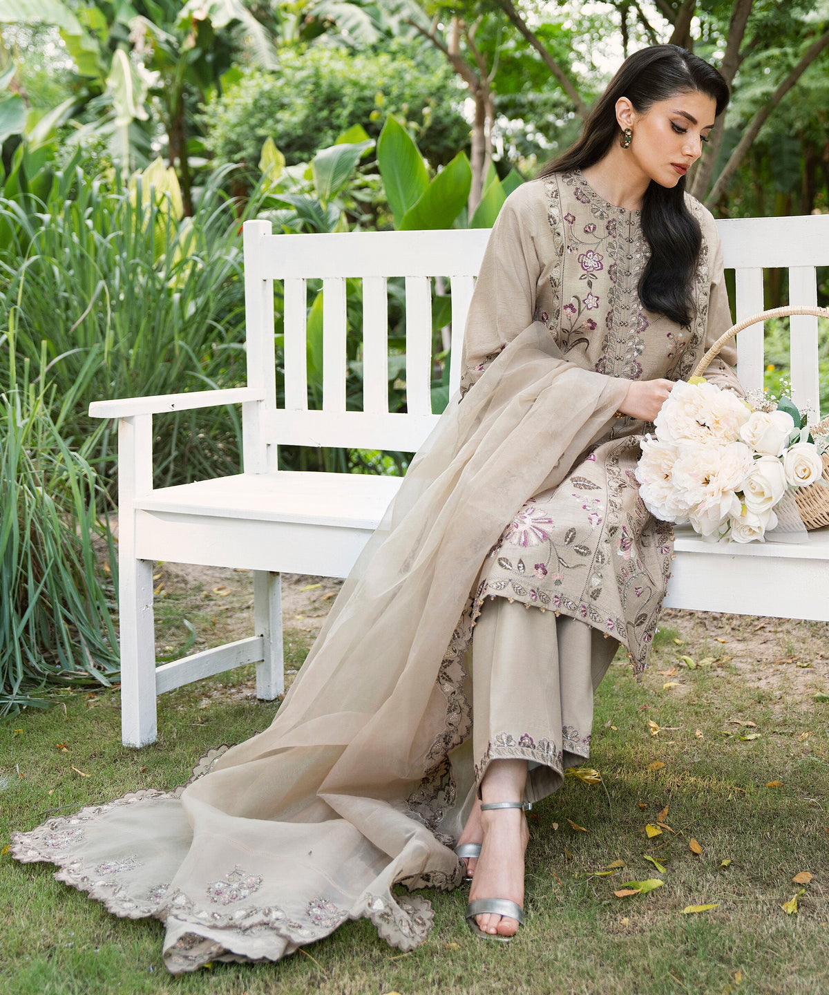 3 Piece - Embroidered Raw Silk Suit 3PELXS26V849