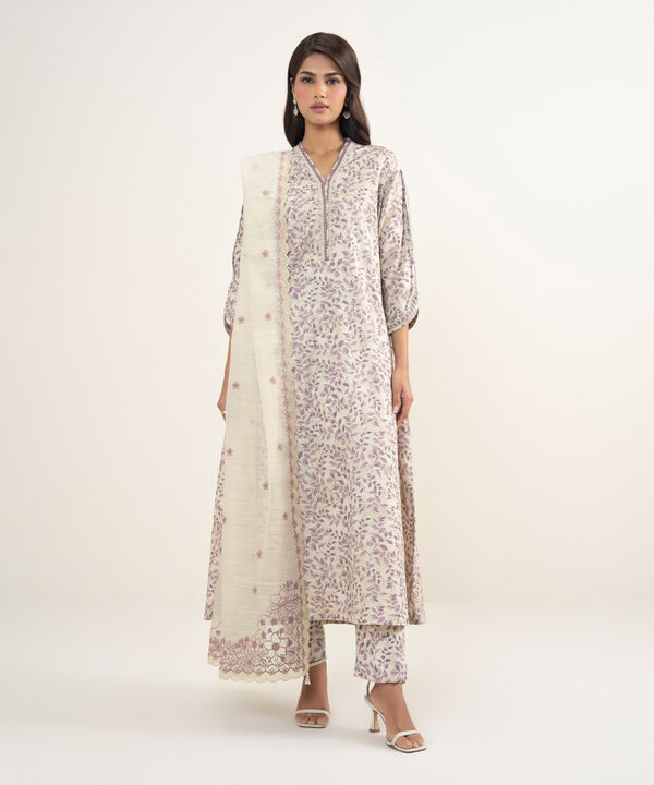3 Piece - Embroidered Zari Lawn Suit