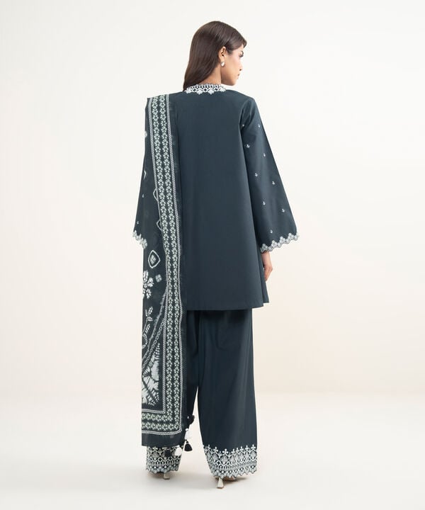 3 Piece - Embroidered Cotton Suit
