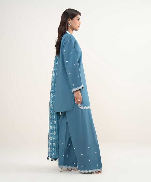 3 Piece - Embroidered Cotton Suit