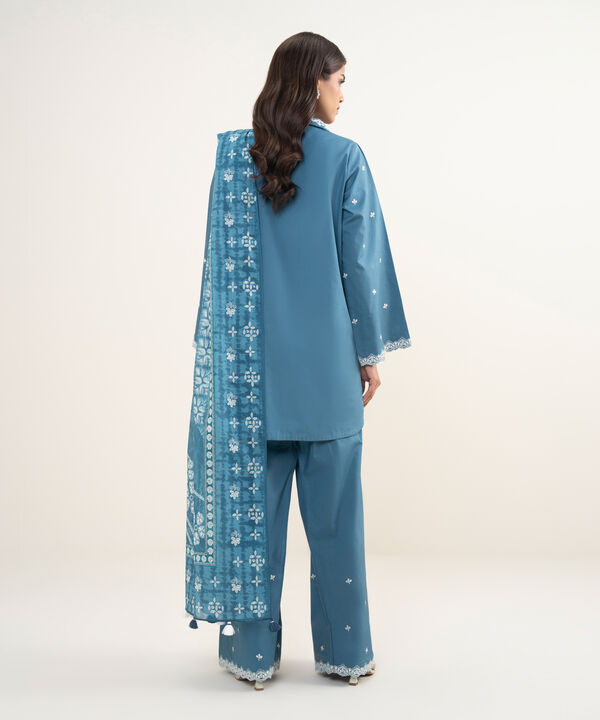 3 Piece - Embroidered Cotton Suit