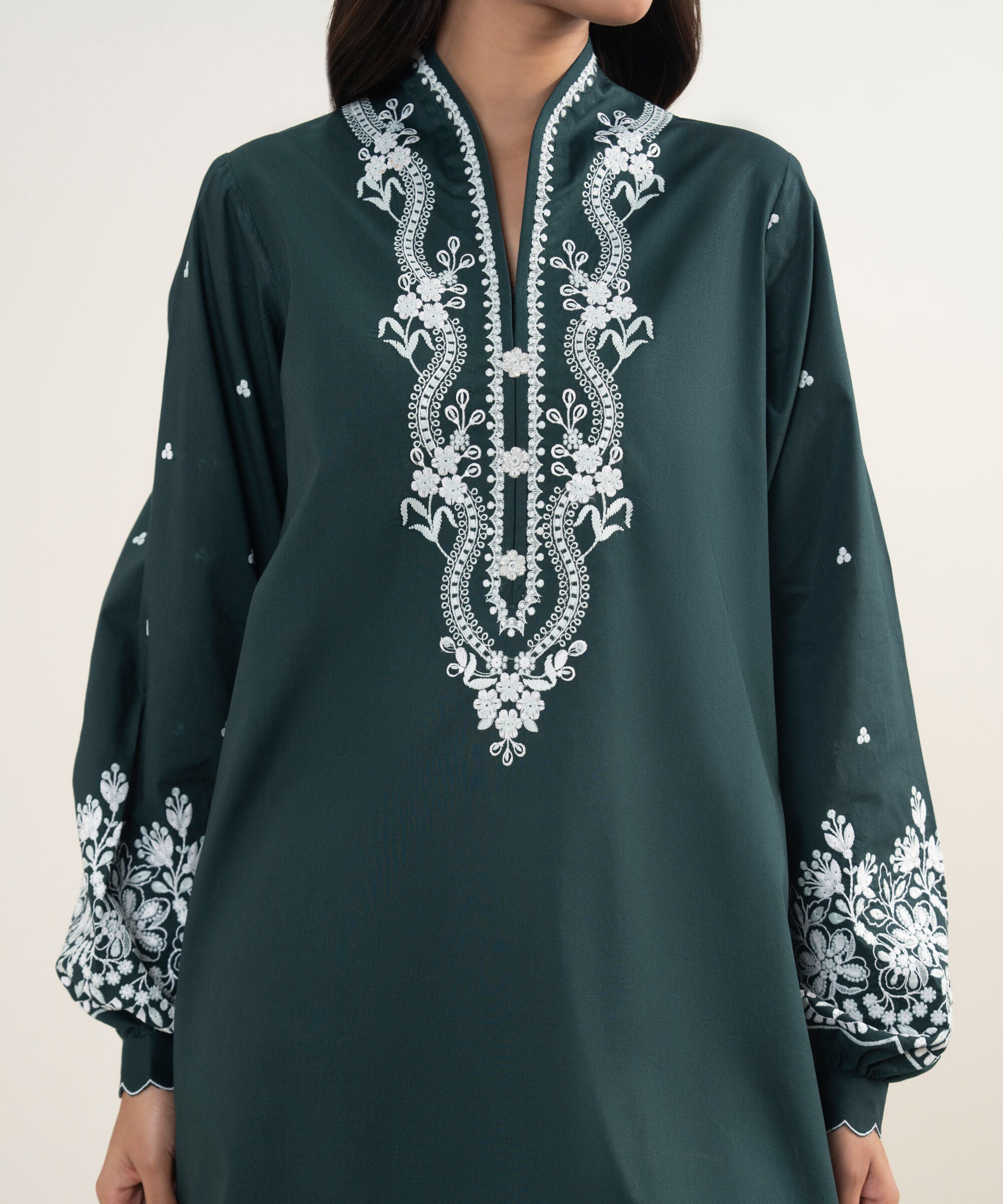 3 Piece - Embroidered Cotton Suit