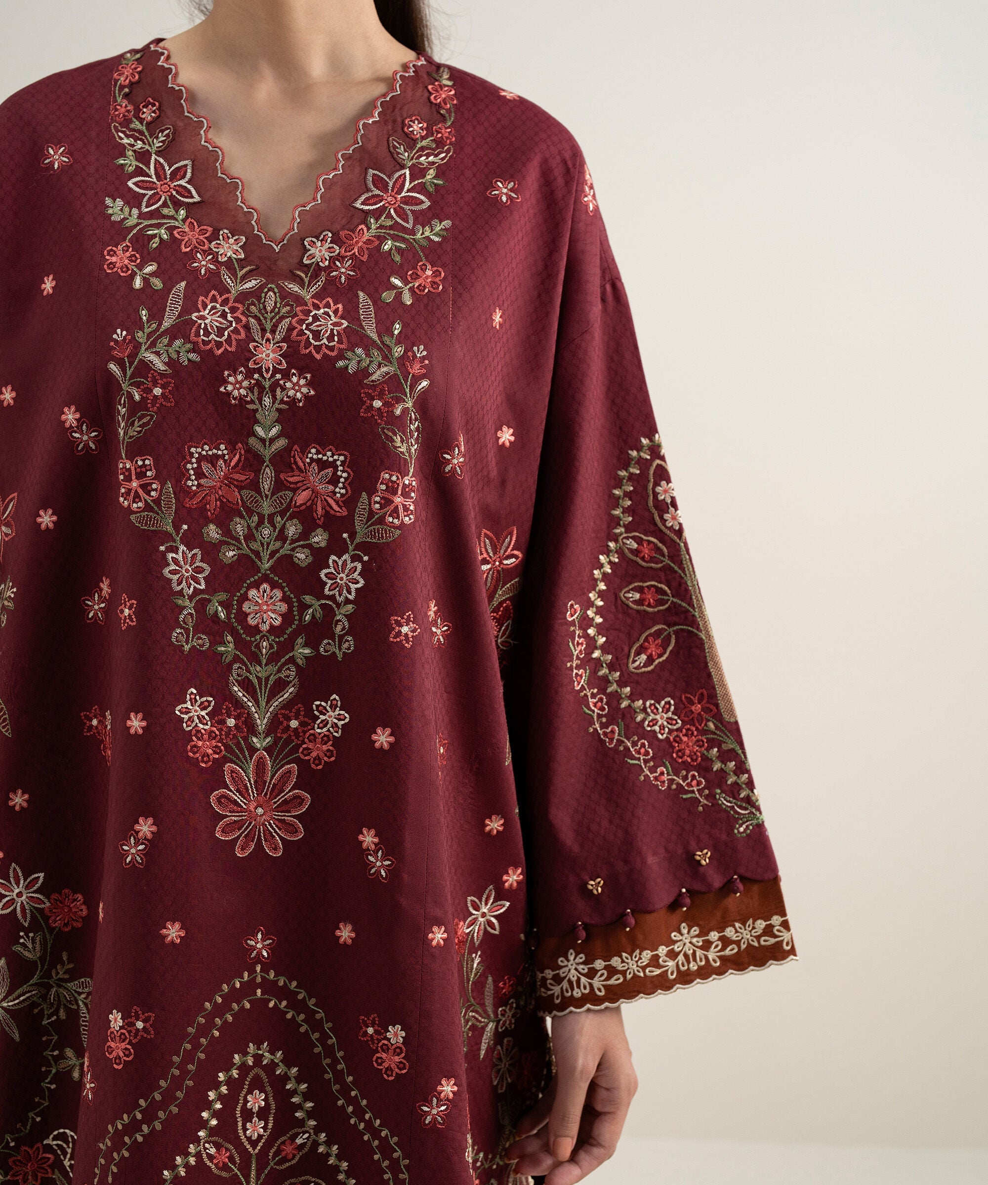 3 Piece - Embroidered Dobby Suit