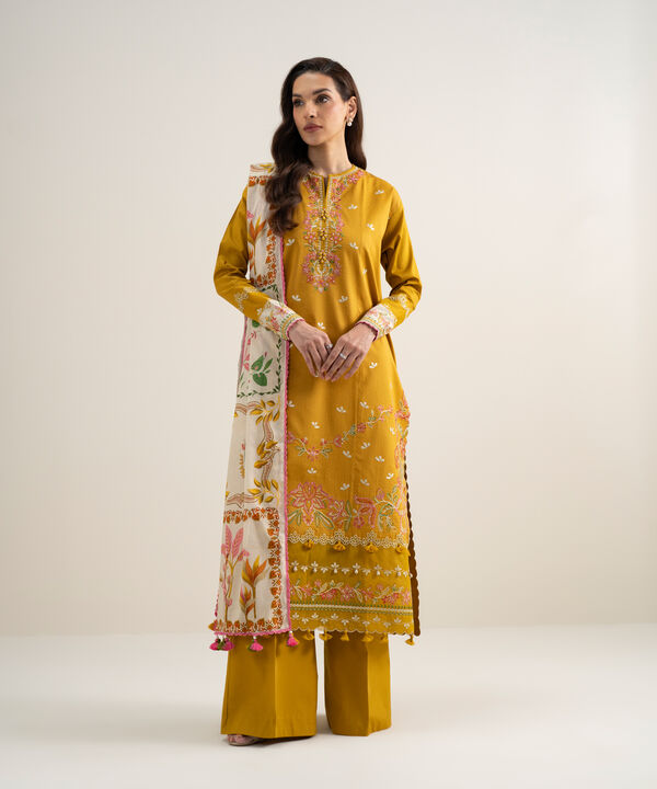 3 Piece - Embroidered Dobby Suit