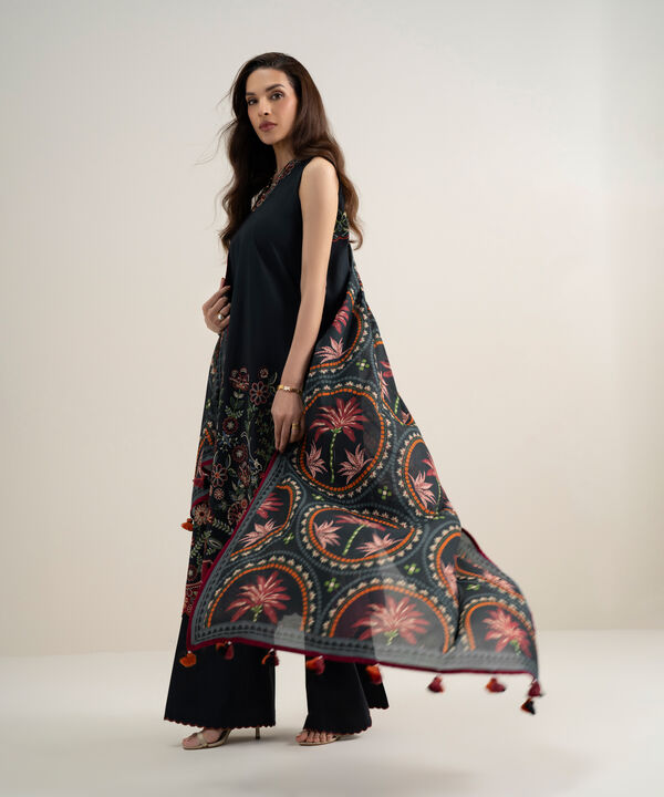 3 Piece - Embroidered Dobby Suit