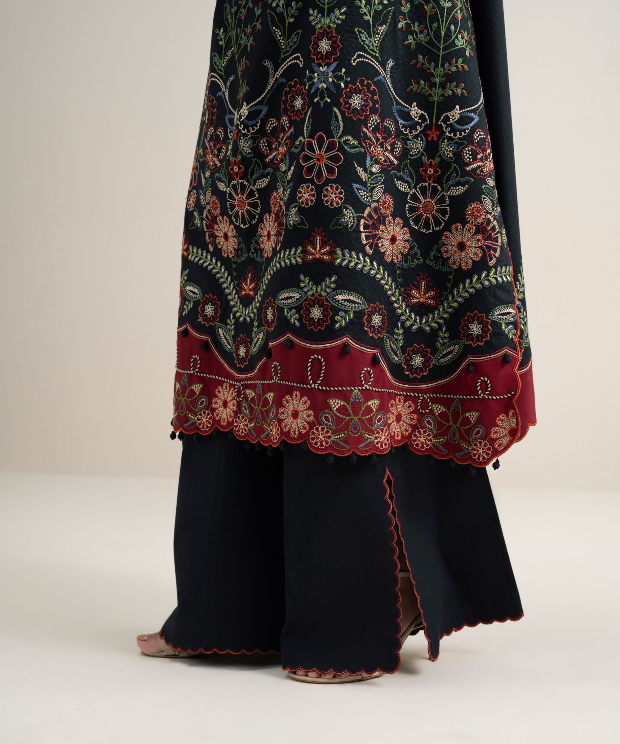 3 Piece - Embroidered Dobby Suit