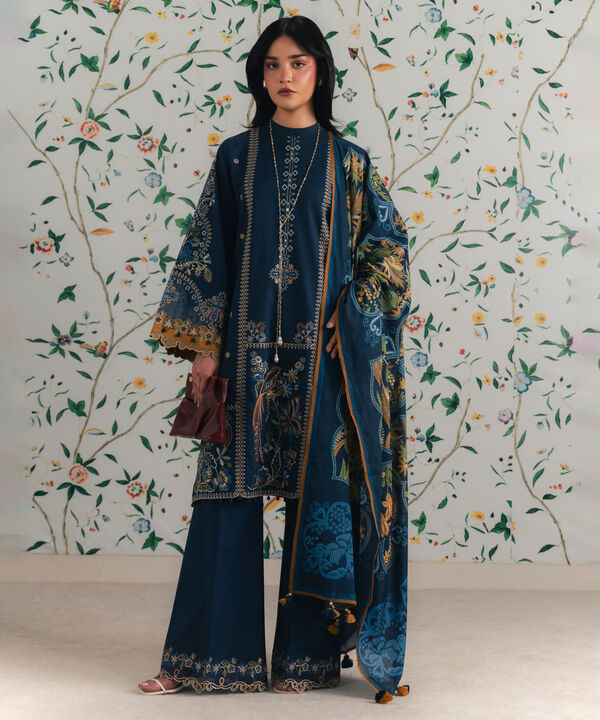 3 Piece - Embroidered Dobby Suit