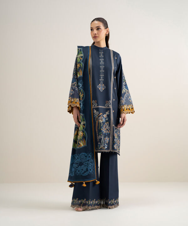 3 Piece - Embroidered Dobby Suit